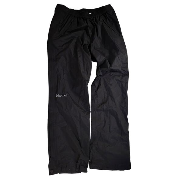 Marmot Large Precip Side Full Zip Pants Black Eco Waterproof Windbreaker 30" - Picture 1 of 13